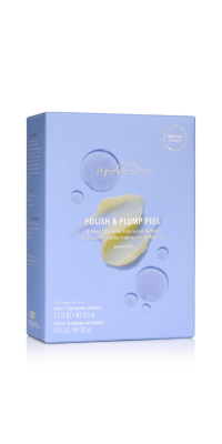 Boxed two step home peel system, polish and plump mechanical exfoliation and chemical combination